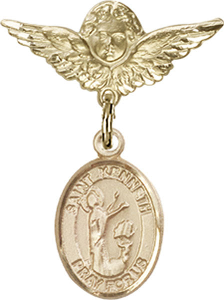 St. Kenneth Charm and Angel with Smaller Wings Badge Pin