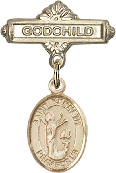 St. Kenneth Charm and Godchild Badge Pin