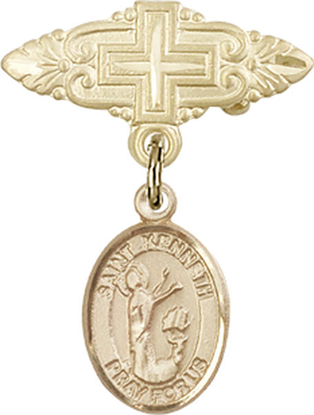 St. Kenneth Charm and Badge Pin with Cross