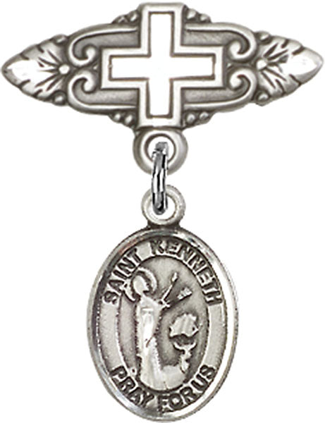 St. Kenneth Charm and Badge Pin with Cross