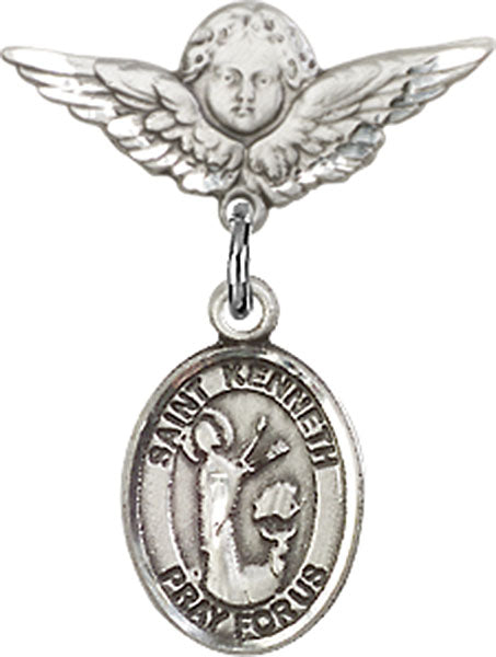 St. Kenneth Charm and Angel with Smaller Wings Badge Pin