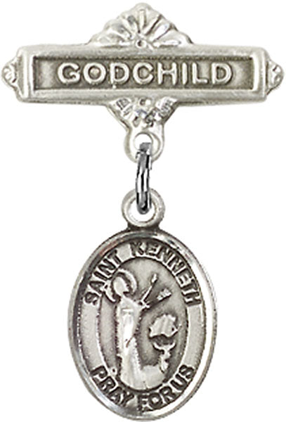 St. Kenneth Charm and Godchild Badge Pin