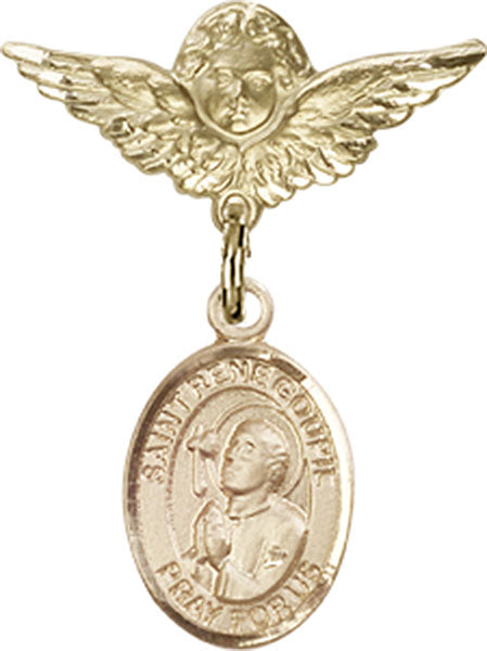St. Rene Goupil Charm and Angel with Smaller Wings Badge Pin