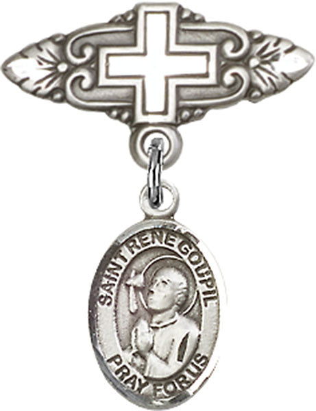 St. Rene Goupil Charm and Badge Pin with Cross