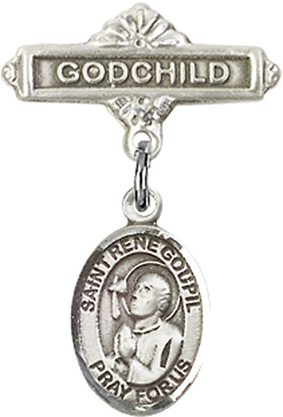 St. Rene Goupil Charm and Godchild Badge Pin