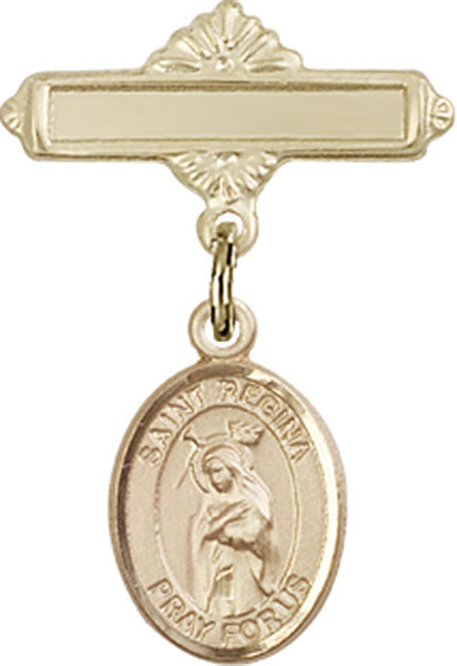 St. Regina Charm and Polished Engravable Badge Pin