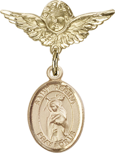 St. Regina Charm and Angel with Smaller Wings Badge Pin