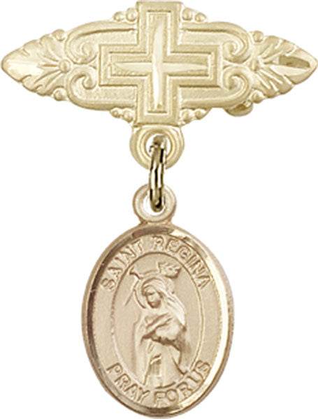St. Regina Charm and Badge Pin with Cross