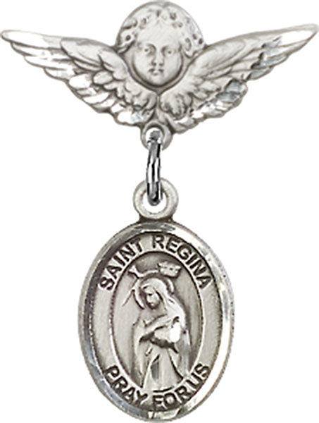 St. Regina Charm and Angel with Smaller Wings Badge Pin
