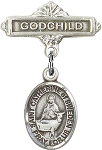 St. Catherine of Sweden Charm and Godchild Badge Pin