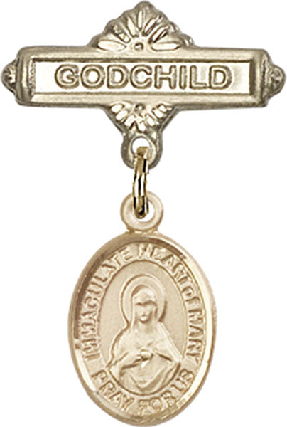 Immaculate Heart of Mary Charm and Godchild Badge Pin