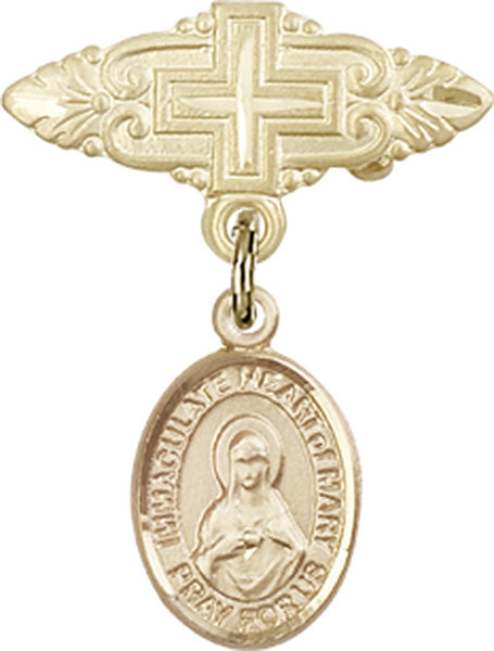 Immaculate Heart of Mary Charm and Badge Pin with Cross