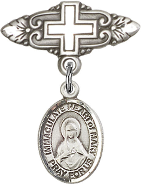 Immaculate Heart of Mary Charm and Badge Pin with Cross