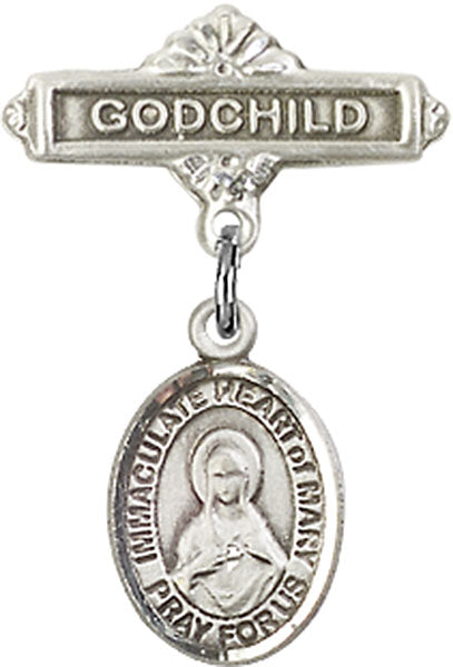 Immaculate Heart of Mary Charm and Godchild Badge Pin