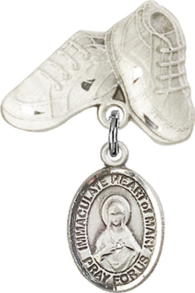 Immaculate Heart of Mary Charm and Baby Boots Pin