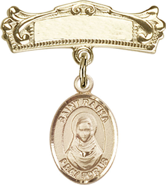 St. Rafka Charm and Arched Polished Engravable Badge Pin
