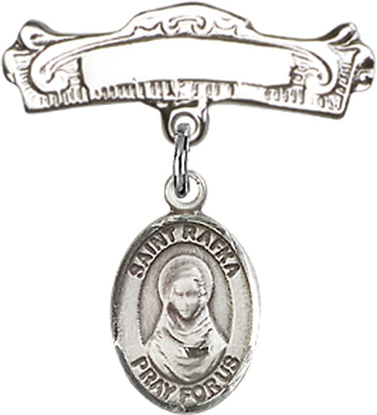 St. Rafka Charm and Arched Polished Engravable Badge Pin