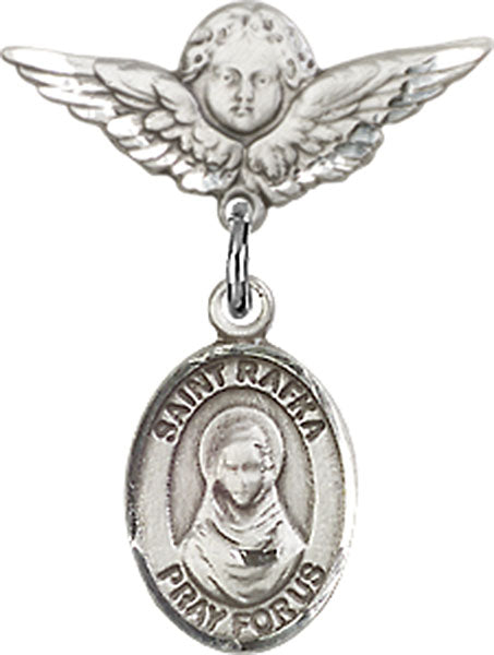 St. Rafka Charm and Angel with Smaller Wings Badge Pin