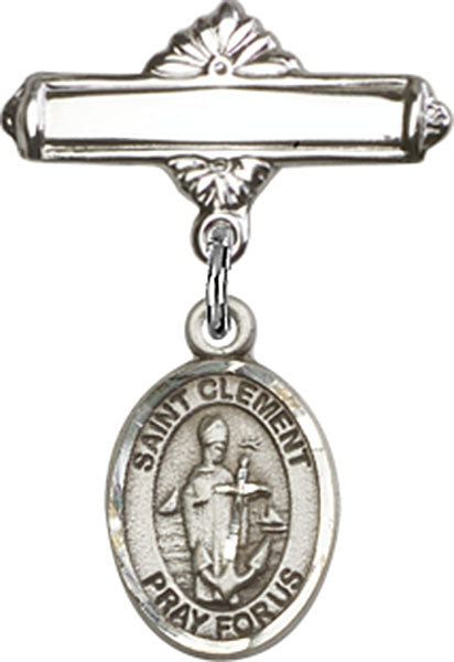 St. Clement Charm and Polished Engravable Badge Pin