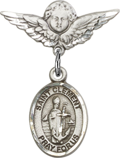 St. Clement Charm and Angel with Smaller Wings Badge Pin