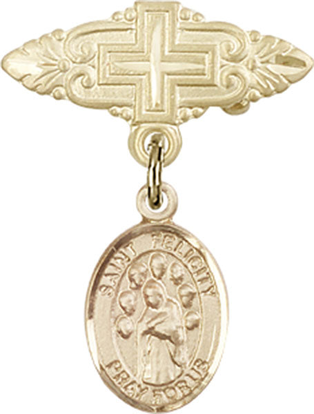 St. Felicity Charm and Badge Pin with Cross
