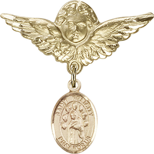 St. Felicity Charm and Angel with Larger Wings Badge Pin
