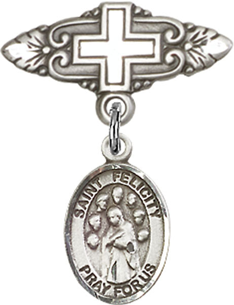 St. Felicity Charm and Badge Pin with Cross