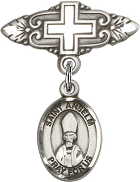 St. Anselm of Canterbury Charm and Badge Pin with Cross