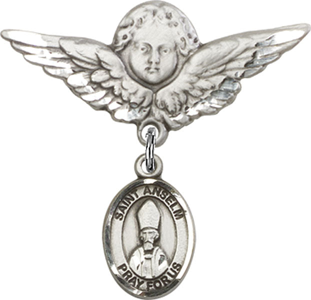 St. Anselm of Canterbury Charm and Angel with Larger Wings Badge Pin