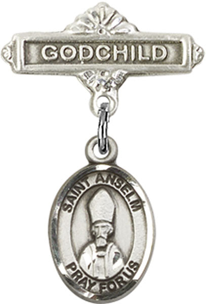 St. Anselm of Canterbury Charm and Godchild Badge Pin
