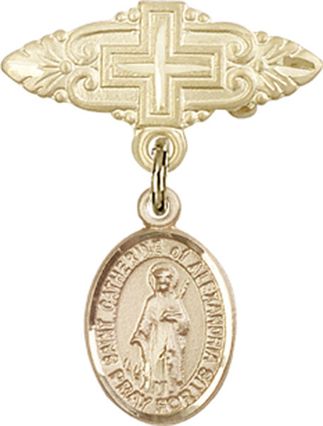 St. Catherine of Alexandria Charm and Badge Pin with Cross
