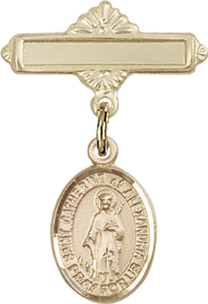 St. Catherine of Alexandria Charm and Polished Engravable Badge Pin
