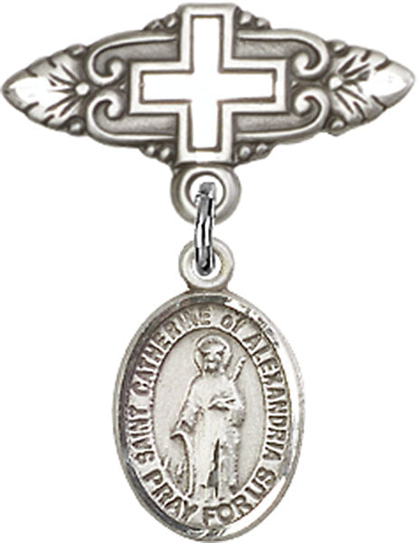 St. Catherine of Alexandria Charm and Badge Pin with Cross