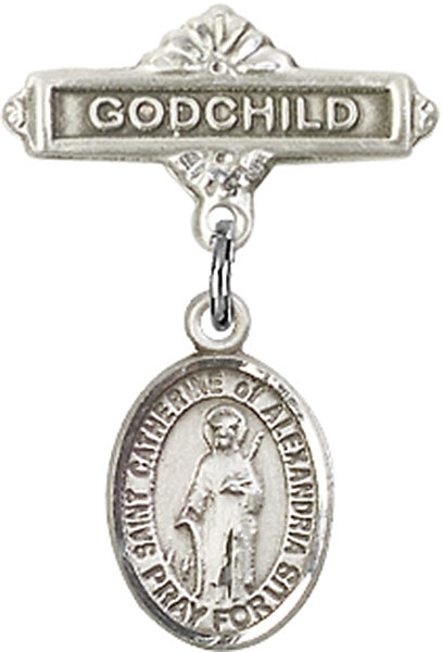 St. Catherine of Alexandria Charm and Godchild Badge Pin