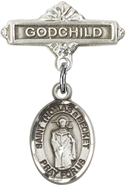 St. Thomas A Becket Charm and Godchild Badge Pin