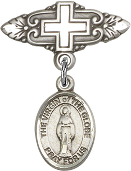 Virgin of the Globe Charm and Badge Pin with Cross