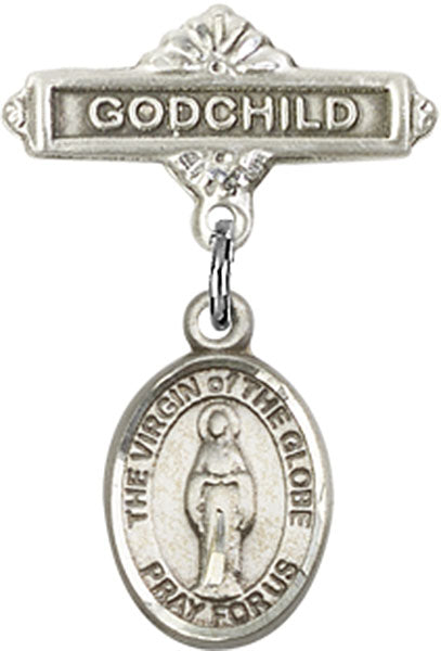 Virgin of the Globe Charm and Godchild Badge Pin