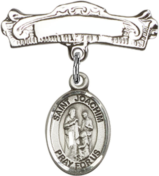 St. Joachim Charm and Arched Polished Engravable Badge Pin