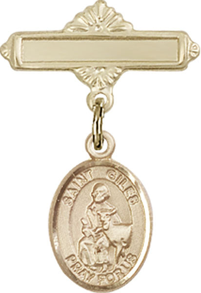 St. Giles Charm and Polished Engravable Badge Pin