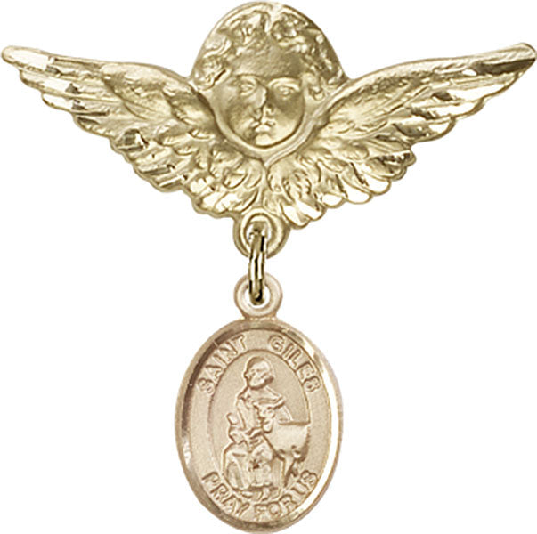 St. Giles Charm and Angel with Larger Wings Badge Pin