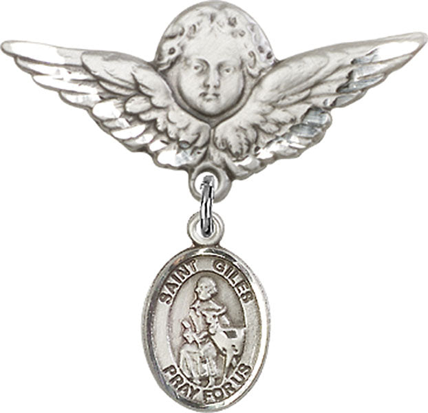 St. Giles Charm and Angel with Larger Wings Badge Pin