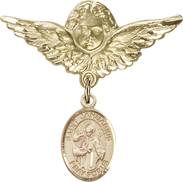 St. Januarius Charm and Angel with Larger Wings Badge Pin