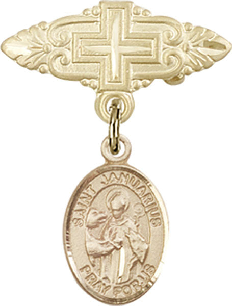 St. Januarius Charm and Badge Pin with Cross