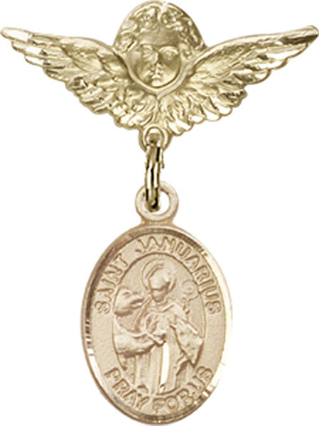 St. Januarius Charm and Angel with Smaller Wings Badge Pin