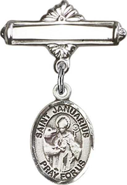 St. Januarius Charm and Polished Engravable Badge Pin
