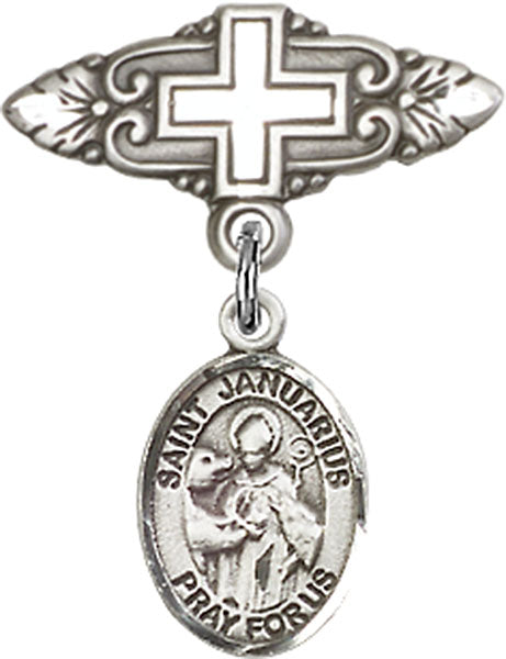 St. Januarius Charm and Badge Pin with Cross