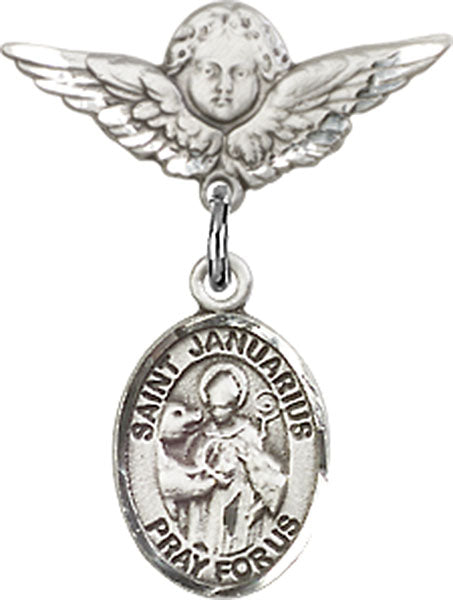 St. Januarius Charm and Angel with Smaller Wings Badge Pin