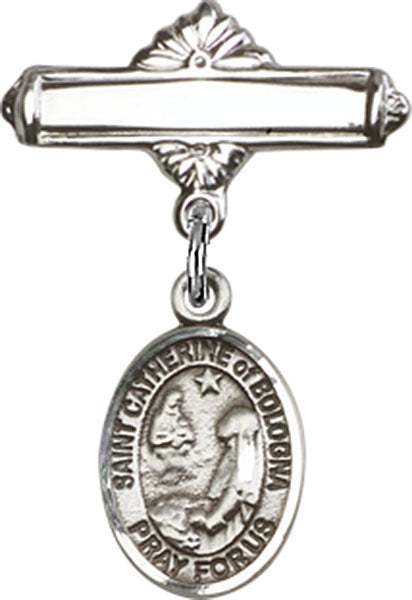 St. Catherine of Bologna Charm and Polished Engravable Badge Pin