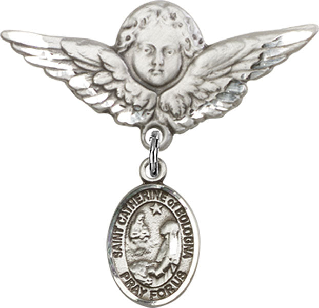 St. Catherine of Bologna Charm and Angel with Larger Wings Badge Pin
