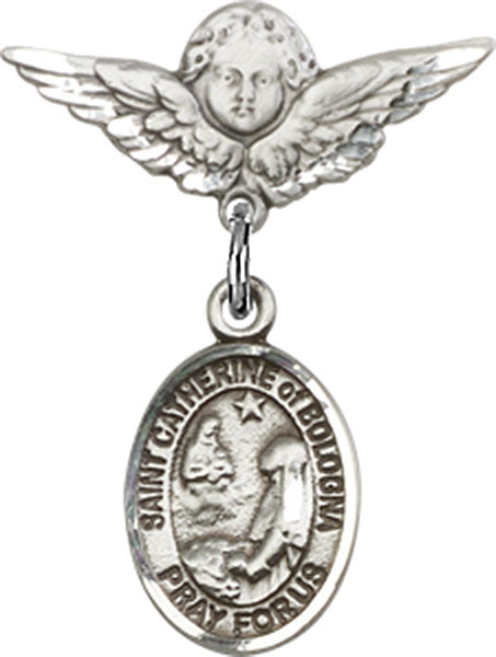 St. Catherine of Bologna Charm and Angel with Smaller Wings Badge Pin